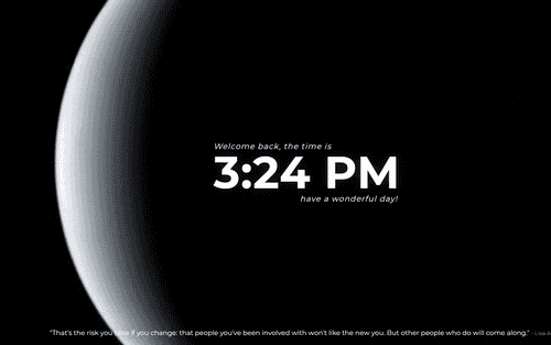 Personal dashboard that displays the time, weather, a quote & a background image